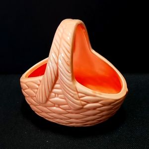 Vintage Ceramic Woven Basket with Handle